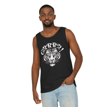 Tiger “GRRRR!” Graphic Tank Top , Fierce Animal Print Casual Tee