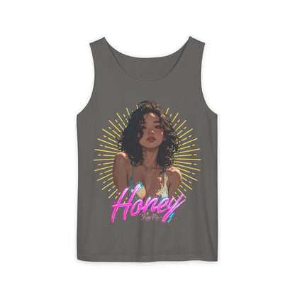 Tank Top - Cute Character & Script Graphic Beach Babe Tank
