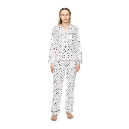 Women’s Satin Pajama Set — Cute Heart All-Over Print Sleepwear