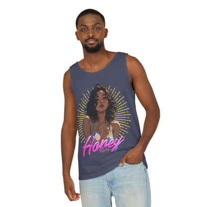 Tank Top - Cute Character & Script Graphic Beach Babe Tank