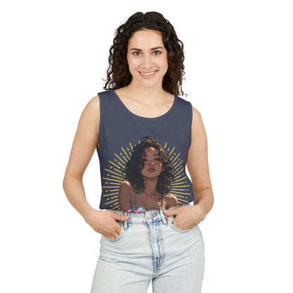 Tank Top - Cute Character & Script Graphic Beach Babe Tank