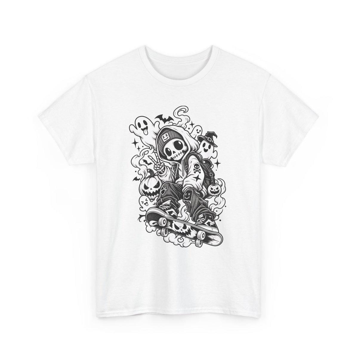 Skater Grim Reaper Tee – Skateboard Skeleton Halloween T‑Shirt