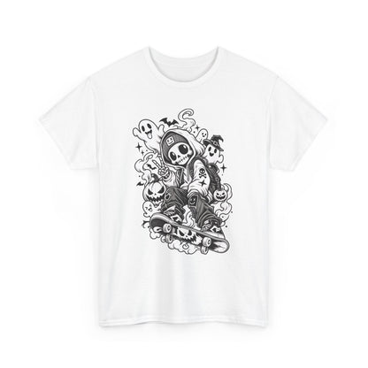Skater Grim Reaper Tee – Skateboard Skeleton Halloween T‑Shirt