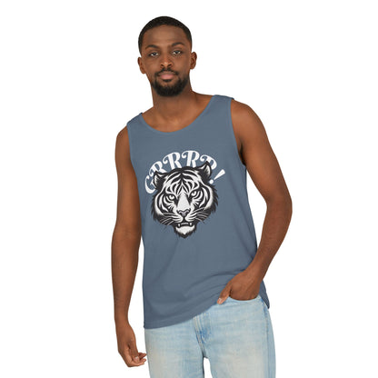 Tiger “GRRRR!” Graphic Tank Top , Fierce Animal Print Casual Tee