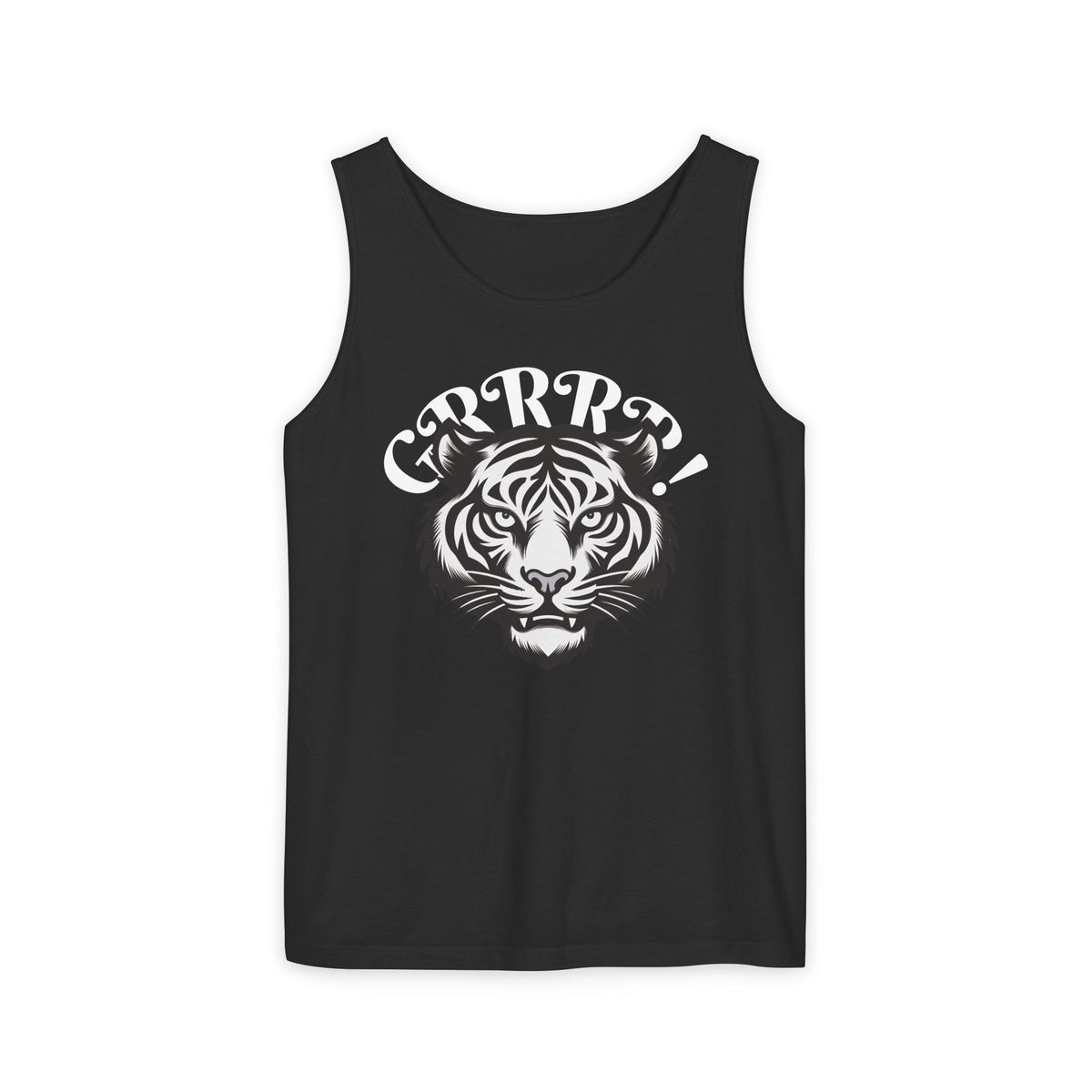Tiger “GRRRR!” Graphic Tank Top , Fierce Animal Print Casual Tee