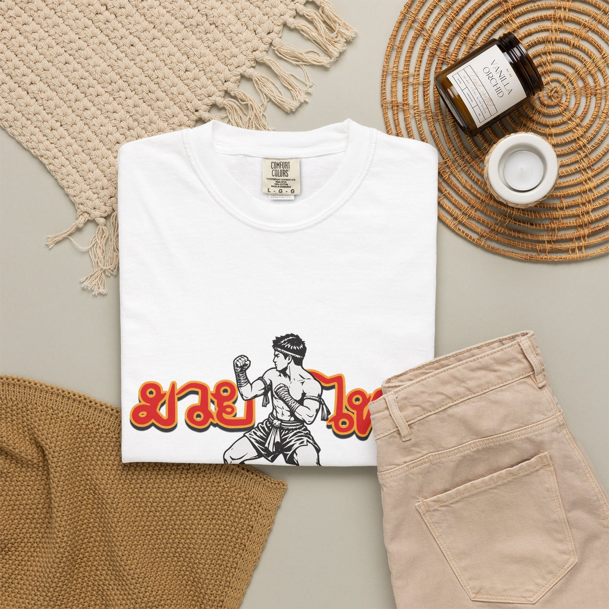 Muay Thai Fighter T-Shirt — Retro Thai Boxing Graphic