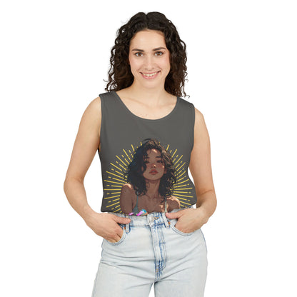 Tank Top - Cute Character & Script Graphic Beach Babe Tank