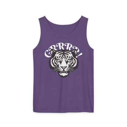 Tiger “GRRRR!” Graphic Tank Top , Fierce Animal Print Casual Tee