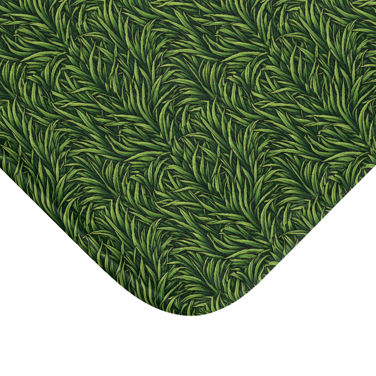 Green Grass Pattern Bath Mat - Botanical Non-Slip Bathroom Rug