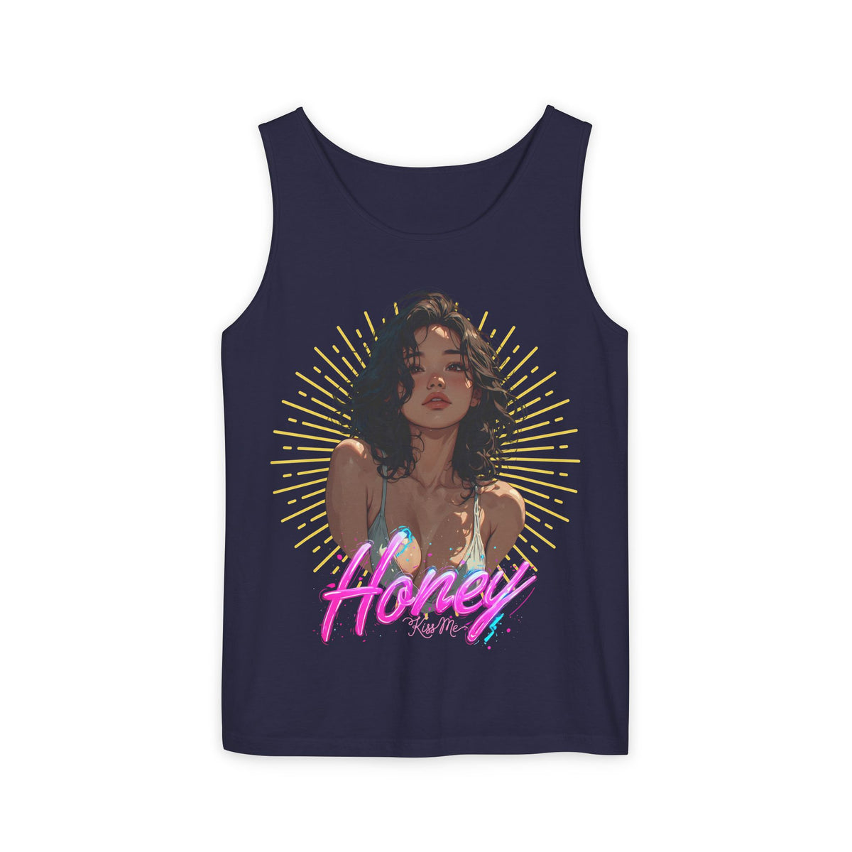 Tank Top - Cute Character & Script Graphic Beach Babe Tank