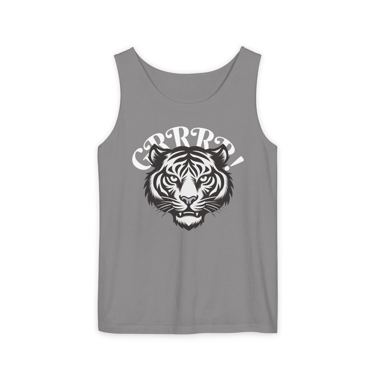 Tiger “GRRRR!” Graphic Tank Top , Fierce Animal Print Casual Tee