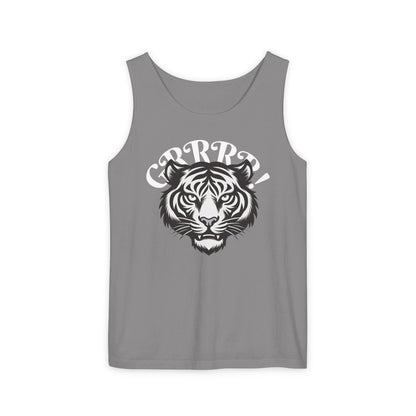 Tiger “GRRRR!” Graphic Tank Top , Fierce Animal Print Casual Tee