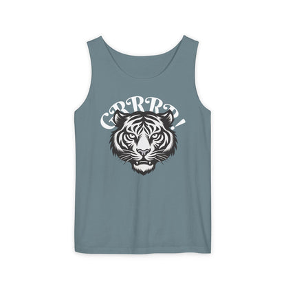 Tiger “GRRRR!” Graphic Tank Top , Fierce Animal Print Casual Tee
