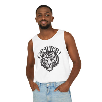 Tiger “GRRRR!” Graphic Tank Top , Fierce Animal Print Casual Tee
